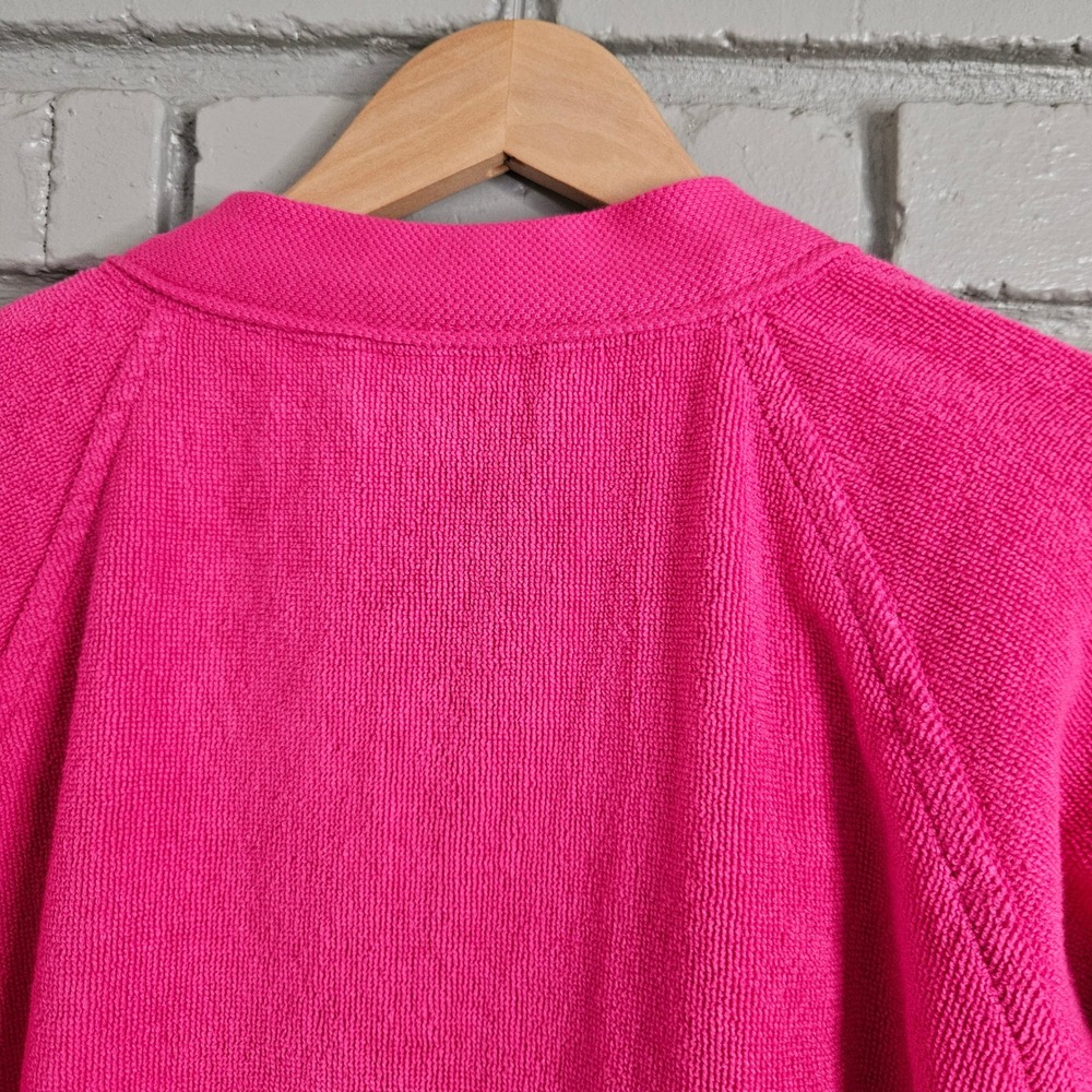 Lacoste Pink Cotton Terry Cloth Bathrobe Embroidered Logo Shawl Collar Robe - Picture 6 of 12